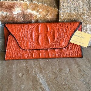Orange OR yellow Crocodile Embossed Clutch